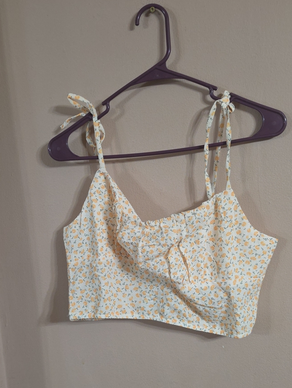 Elodie Yellow Floral Tie-Shoulder Crop Camisole